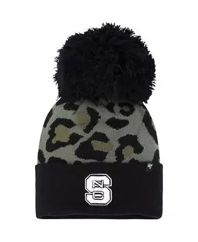 Женская вязаная шапка Hunter Green NC State Wolfpack Bagheera с манжетами и помпоном '47 Brand, зеленый