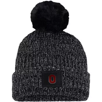 Женская вязаная шапка Love Your Melon Black Ohio State Buckeyes с манжетами и помпоном