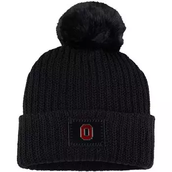 Женская вязаная шапка Love Your Melon Black Ohio State Buckeyes с манжетами и помпоном