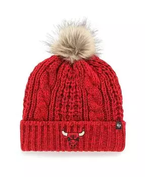 Женская вязаная шапка Red Chicago Bulls Meeko с манжетами и помпоном '47 Brand, красный