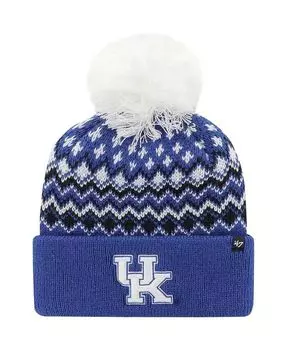 Женская вязаная шапка Royal Kentucky Wildcats Elsa с манжетами и помпоном '47 Brand, синий