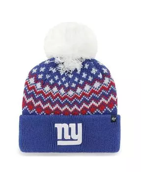 Женская вязаная шапка Royal New York Giants Elsa с манжетами и помпоном '47 Brand, синий