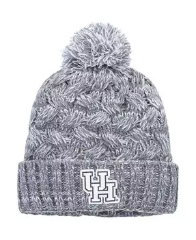 Женская вязаная шапка с манжетами и помпоном Heather Grey Houston Cougars Arctic Top Of The World, серый