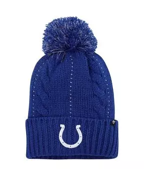 Женская вязаная шапка с манжетами и помпоном Royal Indianapolis Colts Bauble '47 '47 Brand, синий