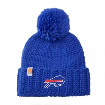Женская вязаная шапка с манжетами и помпоном с логотипом Royal Buffalo Bills Team Sh*t That I Knit