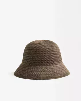 Женская вязаная шапка-ведро с принтом Parfois, хаки