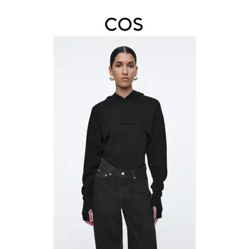 Женская вязаная толстовка Cos короткая, черный