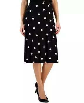 Женская вязаная юбка миди без застежек в горошек Kasper, мульти