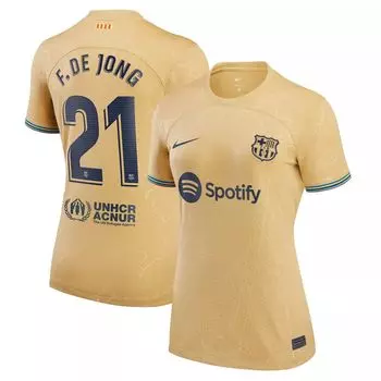 Женская выездная майка Nike Frenkie de Jong Yellow Barcelona 2022/23 Replica Player Nike