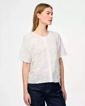 Женская вышитая блузка с коротким рукавом Pieces, белый