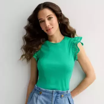 Женская вышитая футболка с рукавами-крылышками Draper James, зеленый