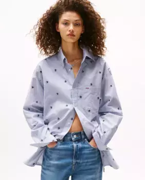 Женская вышитая рубашка Tommy Girl Tommy Jeans, светло-голубой