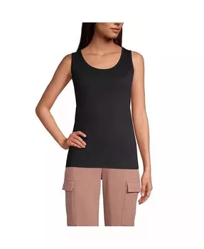 Женская высокая хлопковая майка на бретелях Lands' End, черный