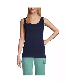 Женская высокая хлопковая майка на бретелях Lands' End, синий