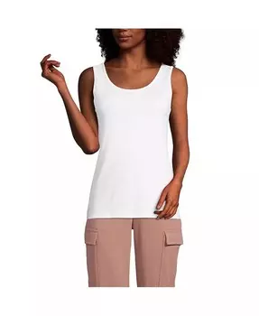 Женская высокая хлопковая майка на бретелях Lands' End, белый