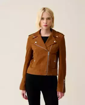 Женская замшевая косуха Claudie Pierlot, цвет Camel