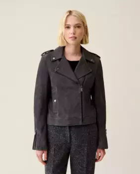 Женская замшевая косуха Claudie Pierlot, темно-серый