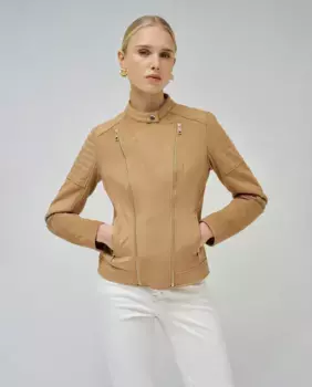 Женская замшевая куртка с мандариновым воротником Salsa Jeans, коричневый