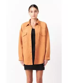 Женская замшевая рубашка оверсайз Grey Lab, коричневый