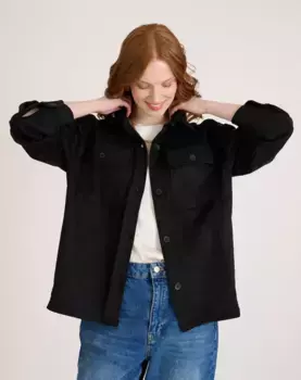 Женская замшевая рубашка с нагрудными карманами Naf Naf, черный
