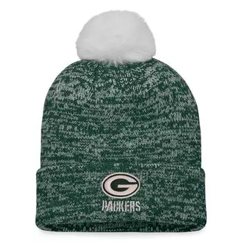 Женская зеленая фирменная шапка с манжетами и помпоном Green Bay Packers Green Bay Packers Fanatics