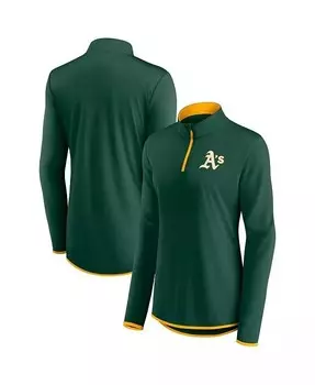 Женская зеленая футболка Oakland Athletics с молнией без четверти в углу Fanatics, зеленый