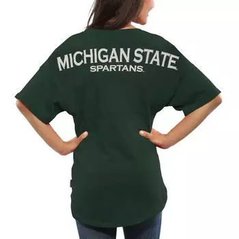 Женская зеленая футболка оверсайз из джерси Michigan State Spartans Spirit