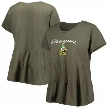 Женская зеленая футболка с оборками внизу Oregon Ducks Willow