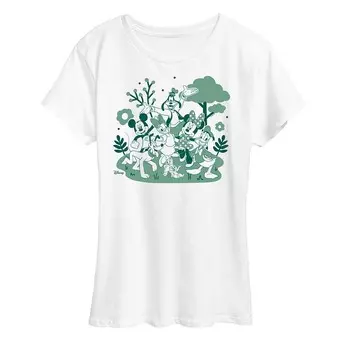 Женская зеленая футболка с рисунком группы Disney's Mickey Mouse & Friends, белый