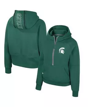 Женская зеленая худи с молнией до половины длины Michigan State Spartans Margo Raglan Colosseum, зеленый