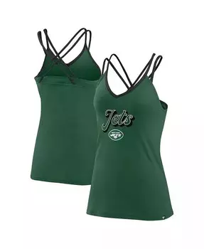 Женская зеленая майка New York Jets Go for It с перекрещенной спиной и ремешками Fanatics, зеленый