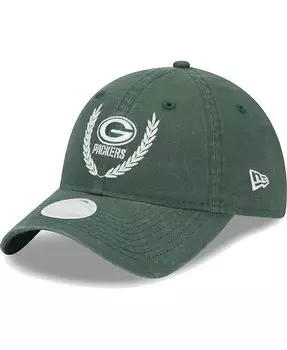 Женская зеленая регулируемая кепка Green Bay Packers Leaves 9TWENTY New Era, зеленый