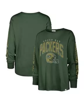 Женская зеленая рваная футболка с длинным рукавом Green Bay Packers Tom Cat '47 Brand, зеленый