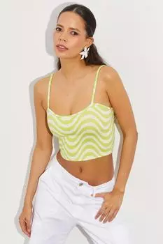 Женская зеленая укороченная блузка с узором CY325 Cool & Sexy, зеленый