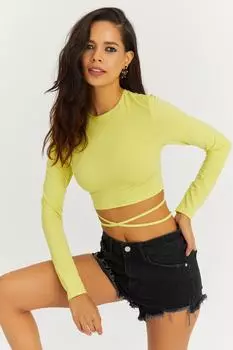 Женская зеленая укороченная блузка с завязками Cool & Sexy, зеленый