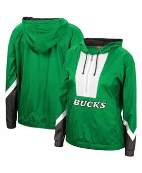 Женская зеленая ветровка 2.0 с полумолнией Milwaukee Bucks с капюшоном Mitchell & Ness, зеленый