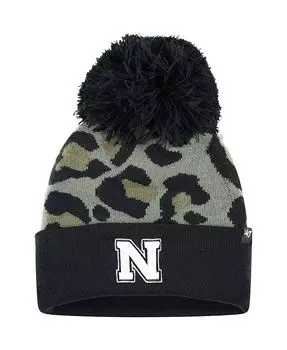 Женская зеленая вязаная шапка Hunter Nebraska Huskers Bagheera с манжетами и помпоном '47 Brand, зеленый