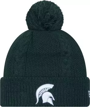 Женская зеленая вязаная шапка New Era Michigan State Spartans