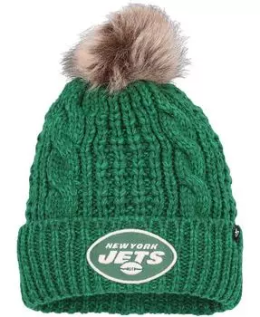 Женская зеленая вязаная шапка с манжетами и помпоном New York Jets Meeko '47 Brand, зеленый