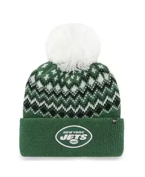 Женская зеленая вязаная шапка с манжетами и помпоном New York Jets Elsa '47 Brand, зеленый