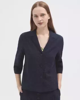 Женская жакет из мятого хлопка Nice Things, тёмно-синий