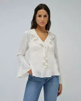 Женская жаккардовая блузка с рюшами Salsa Jeans, цвет Crema