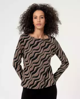 Женская жаккардовая футболка с вырезом-лодочкой Surkana, черный