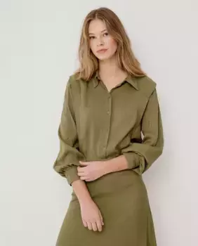 Женская жаккардовая рубашка с длинными рукавами Vila, цвет Musgo