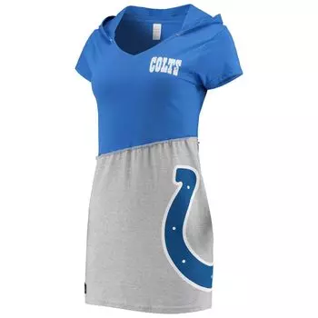 Женская жареная одежда, королевское/серое мини-платье с капюшоном Indianapolis Colts из экологически чистого материала