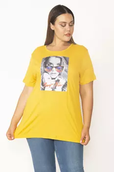 Женская желтая вискозная блузка большого размера с цифровым принтом ans, желтый