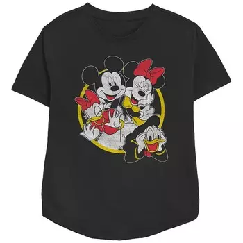 Женская желто-красная футболка свободного кроя с рисунком Disney's Mickey Mouse & Friends Licensed Character, черный