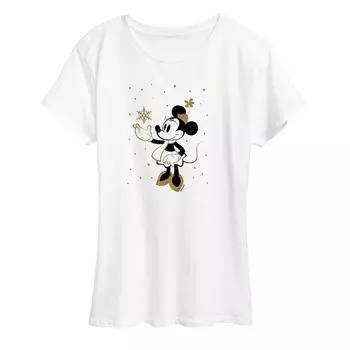 Женская зимняя футболка с блестящим рисунком Disney's Minnie Mouse Licensed Character, белый