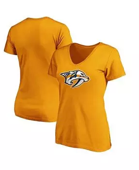 Женская золотая футболка с v-образным вырезом и логотипом Nashville Predators Primary Fanatics, золото