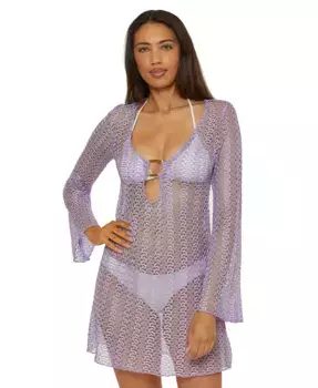 Женская золотая кружевная накидка с кольцом спереди Becca, фиолетовый